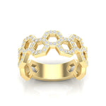 14k Gold Open Honeycomb Diamond Ring - Abtin & Company 