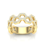 14k Gold Open Honeycomb Diamond Ring - Abtin & Company 