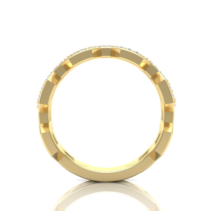 14k Gold Open Honeycomb Diamond Ring - Abtin & Company 