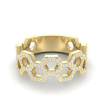 14k Gold Open Honeycomb Diamond Ring - Abtin & Company 