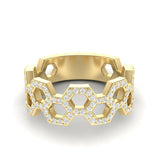 14k Gold Open Honeycomb Diamond Ring - Abtin & Company 