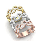 14k Gold Open Honeycomb Diamond Ring - Abtin & Company 