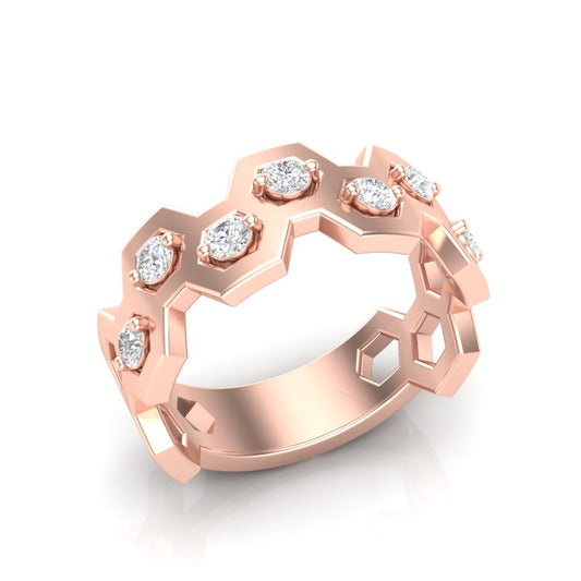 14k Gold Honeycomb Diamond Ring - Abtin & Company 