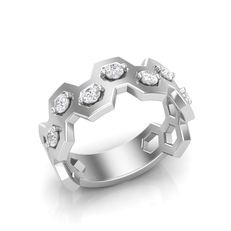 14k Gold Honeycomb Diamond Ring - Abtin & Company 
