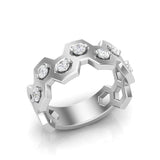 14k Gold Honeycomb Diamond Ring - Abtin & Company 