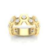 14k Gold Honeycomb Diamond Ring - Abtin & Company 