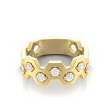 14k Gold Honeycomb Diamond Ring - Abtin & Company 