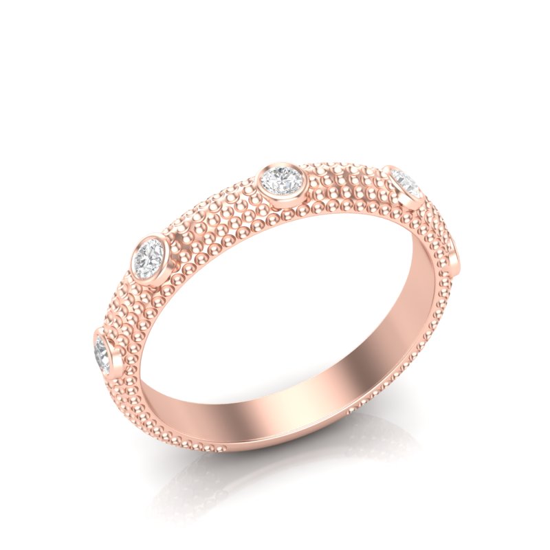 14k Gold 5 Stone Diamond Stackable Ring Wedding Band - Abtin & Company 