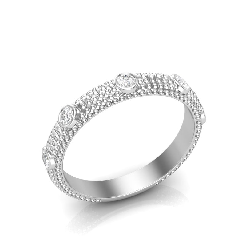 14k Gold 5 Stone Diamond Stackable Ring Wedding Band - Abtin & Company 