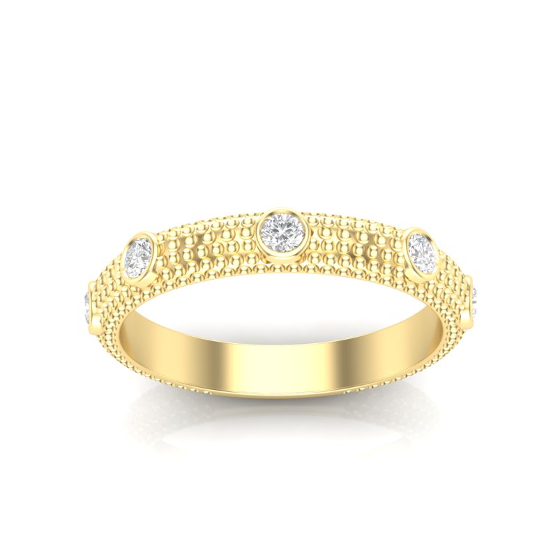 14k Gold 5 Stone Diamond Stackable Ring Wedding Band - Abtin & Company 