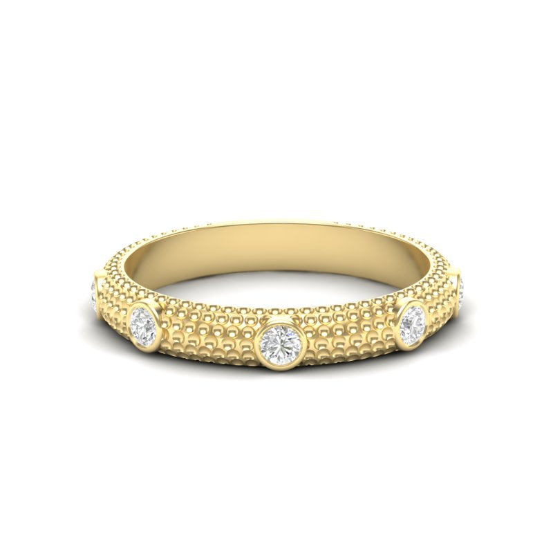 14k Gold 5 Stone Diamond Stackable Ring Wedding Band - Abtin & Company 