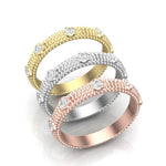 14k Gold 5 Stone Diamond Stackable Ring Wedding Band - Abtin & Company 