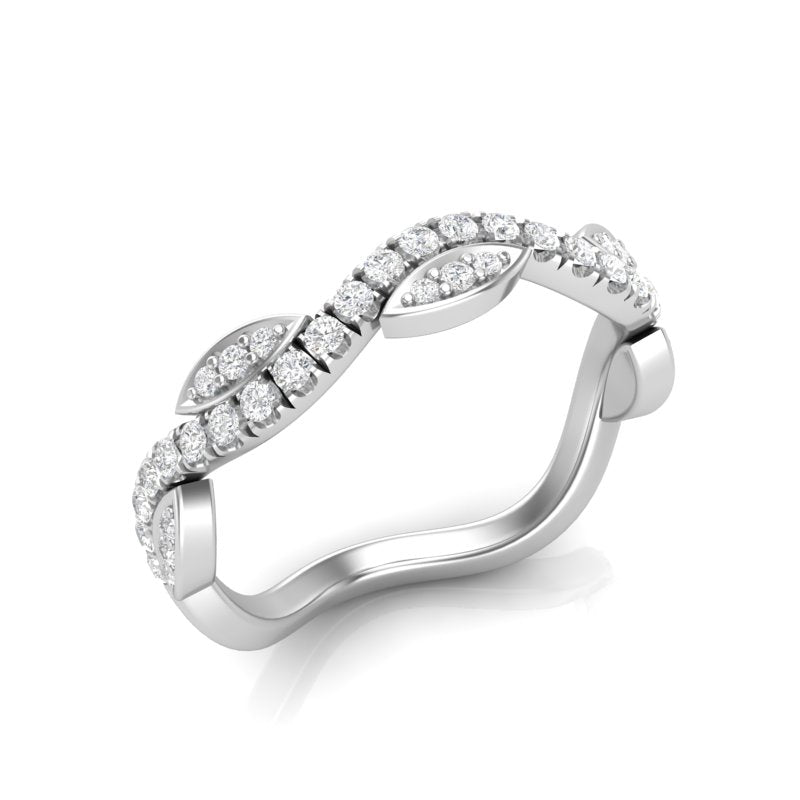 14k Gold Diamond Twisted Stackable Ring Wedding Band - Abtin & Company 