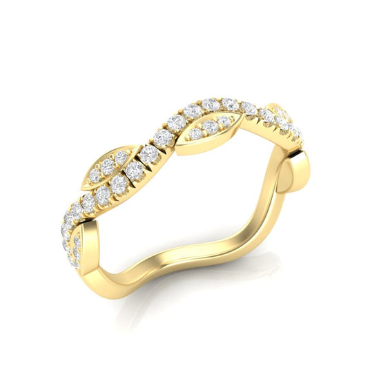 14k Gold Diamond Twisted Stackable Ring Wedding Band - Abtin & Company 