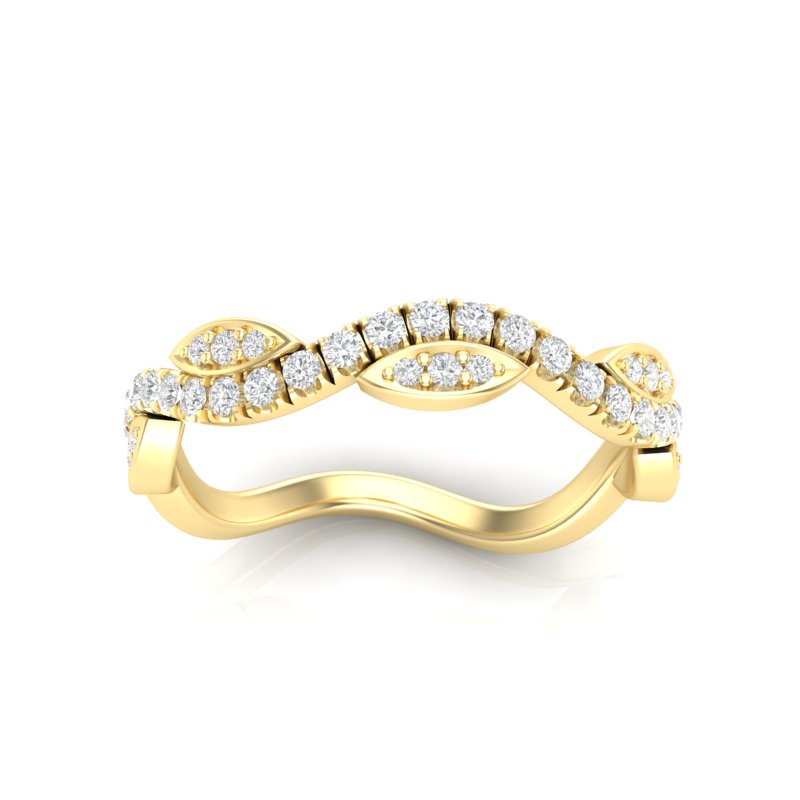 14k Gold Diamond Twisted Stackable Ring Wedding Band - Abtin & Company 