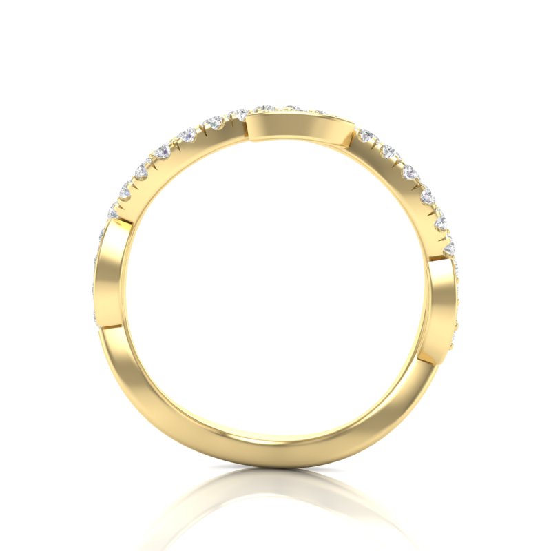 14k Gold Diamond Twisted Stackable Ring Wedding Band - Abtin & Company 