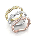 14k Gold Diamond Twisted Stackable Ring Wedding Band - Abtin & Company 
