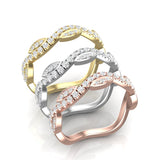 14k Gold Diamond Twisted Stackable Ring Wedding Band - Abtin & Company 