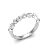 14k Gold Milgrain Pear-shape & Bezel Diamond Stackable Ring Wedding Band - Abtin & Company 