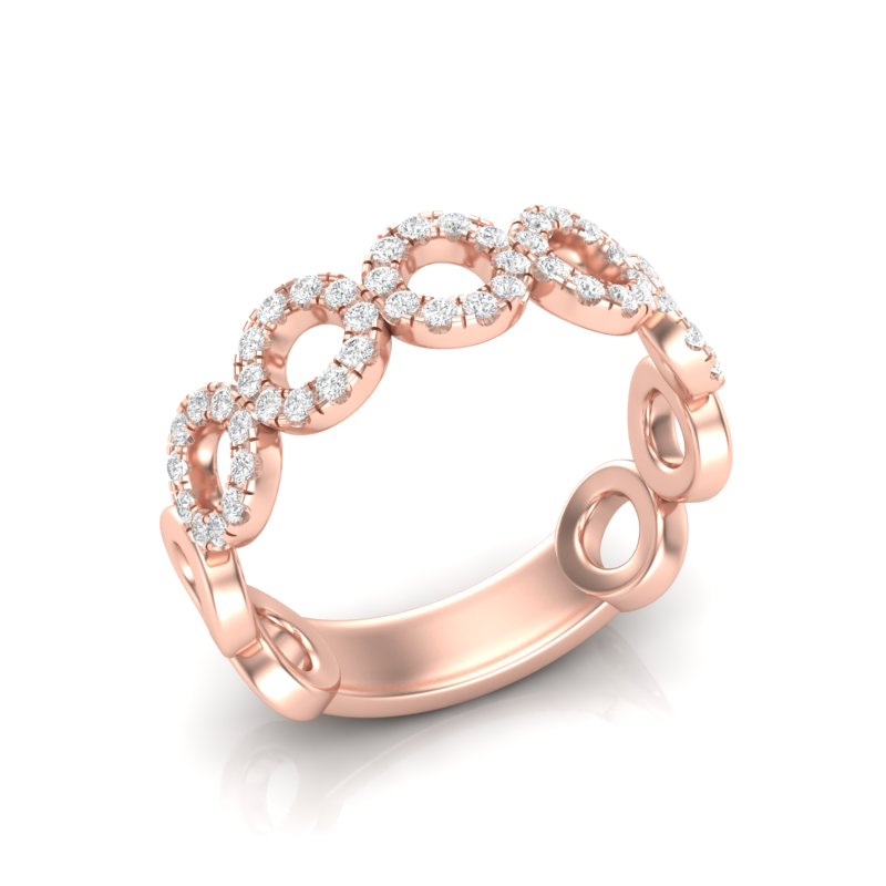 14k Gold Circle Shape Diamond Stackable Ring - Abtin & Company 