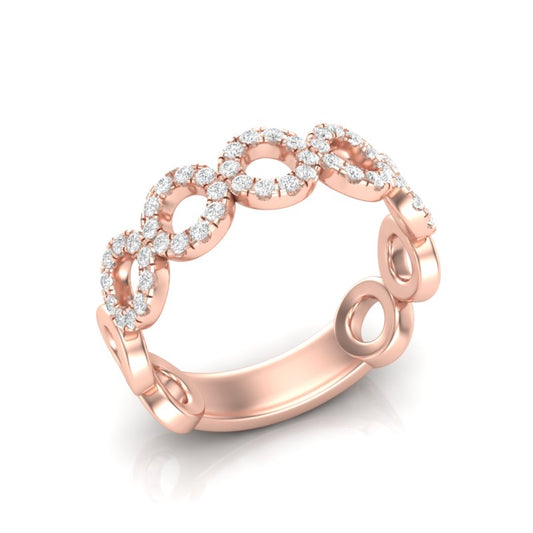 14k Gold Circle Shape Diamond Stackable Ring - Abtin & Company 