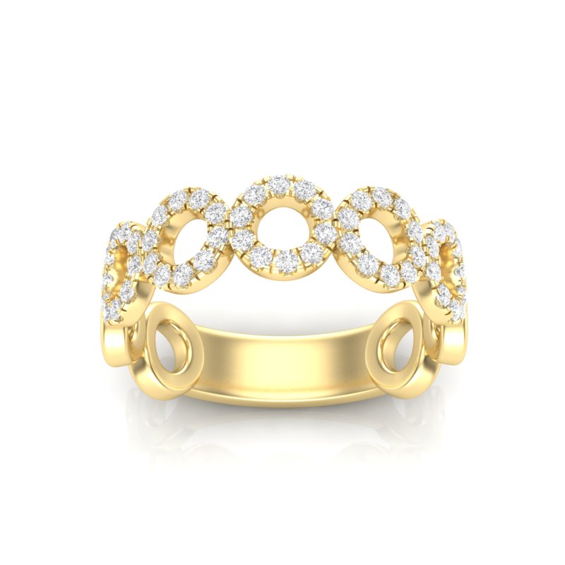 14k Gold Circle Shape Diamond Stackable Ring - Abtin & Company 