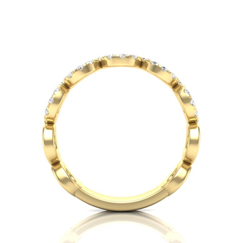 14k Gold Circle Shape Diamond Stackable Ring - Abtin & Company 