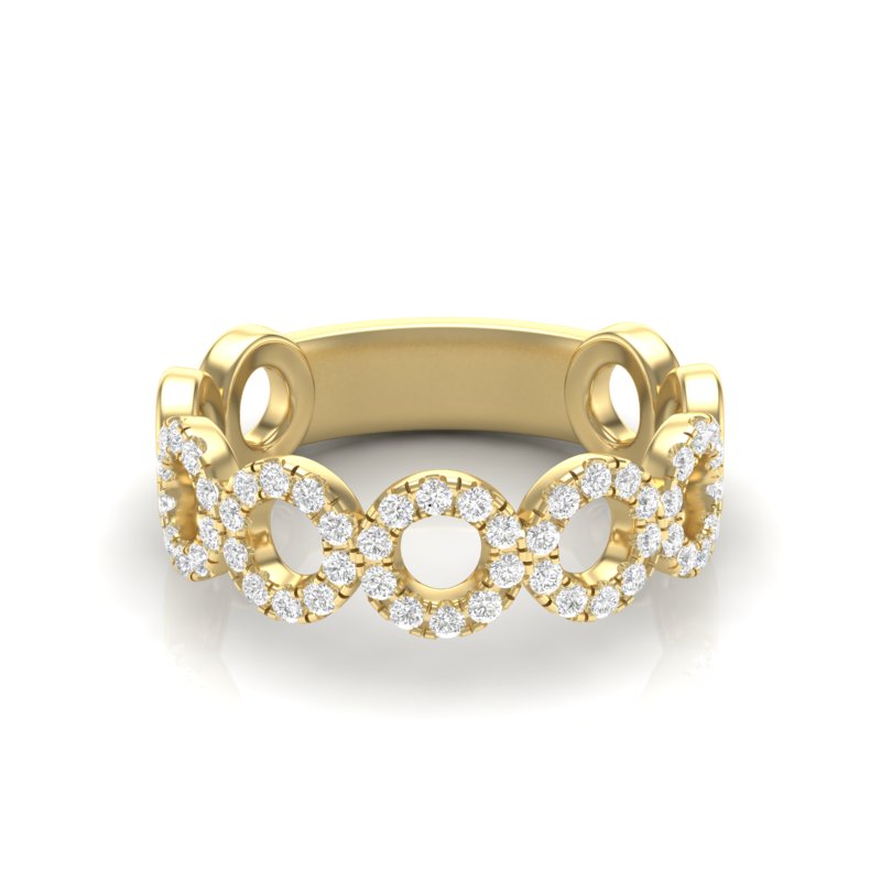 14k Gold Circle Shape Diamond Stackable Ring - Abtin & Company 