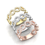 14k Gold Circle Shape Diamond Stackable Ring - Abtin & Company 