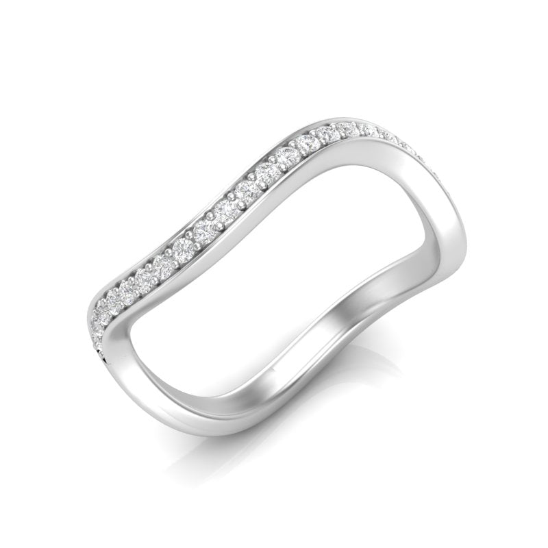 14k Gold Curved Diamond Stackable Ring Wedding Band - Abtin & Company 