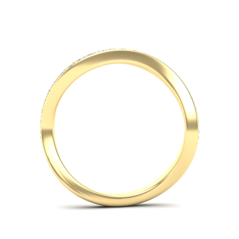 14k Gold Curved Diamond Stackable Ring Wedding Band - Abtin & Company 