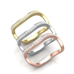 14k Gold Curved Diamond Stackable Ring Wedding Band - Abtin & Company 