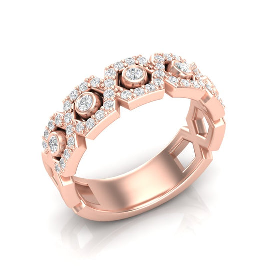 14k Gold Hexagon Diamond Ring - Abtin & Company 