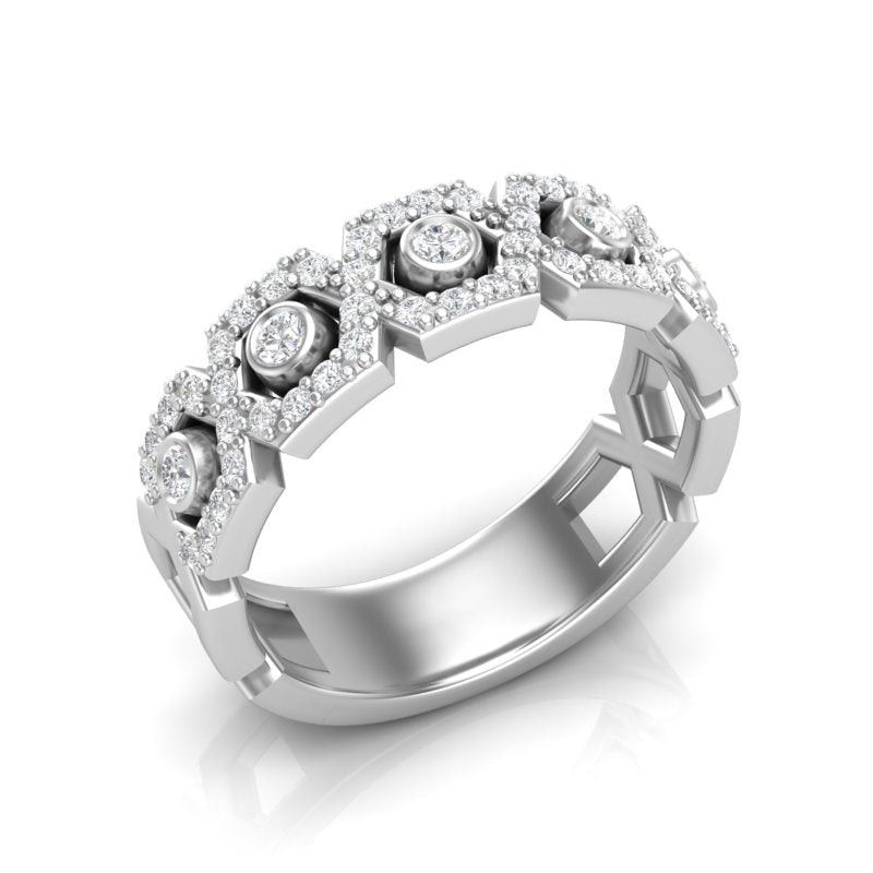 14k Gold Hexagon Diamond Ring - Abtin & Company 