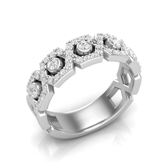14k Gold Hexagon Diamond Ring - Abtin & Company 