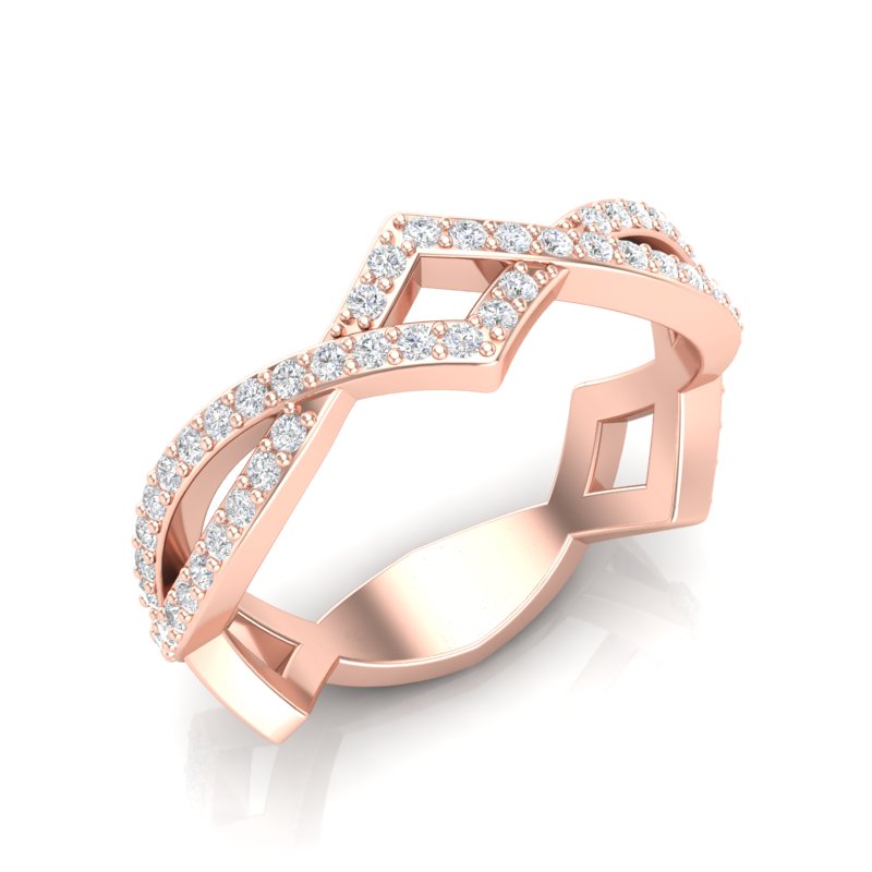 14k Gold Twist Diamond Ring Wedding Band - Abtin & Company 
