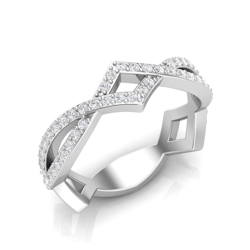 14k Gold Twist Diamond Ring Wedding Band - Abtin & Company 