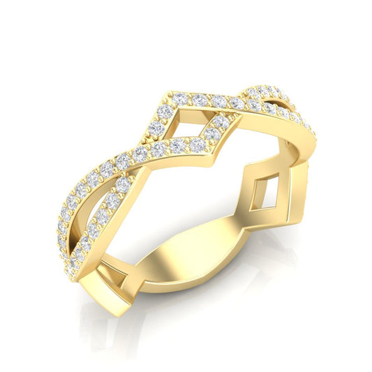 14k Gold Twist Diamond Ring Wedding Band - Abtin & Company 