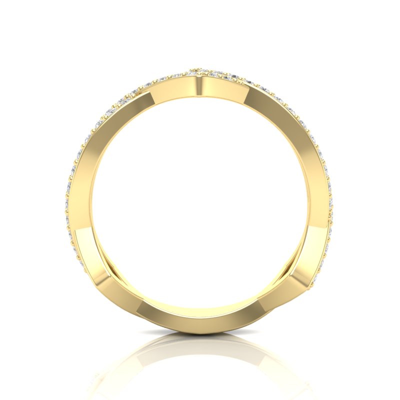 14k Gold Twist Diamond Ring Wedding Band - Abtin & Company 