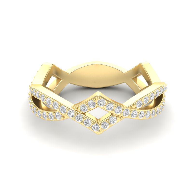 14k Gold Twist Diamond Ring Wedding Band - Abtin & Company 