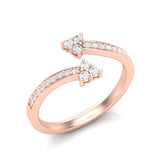 14k Gold Open Bypass Diamond Stackable Ring Wedding Band - Abtin & Company 
