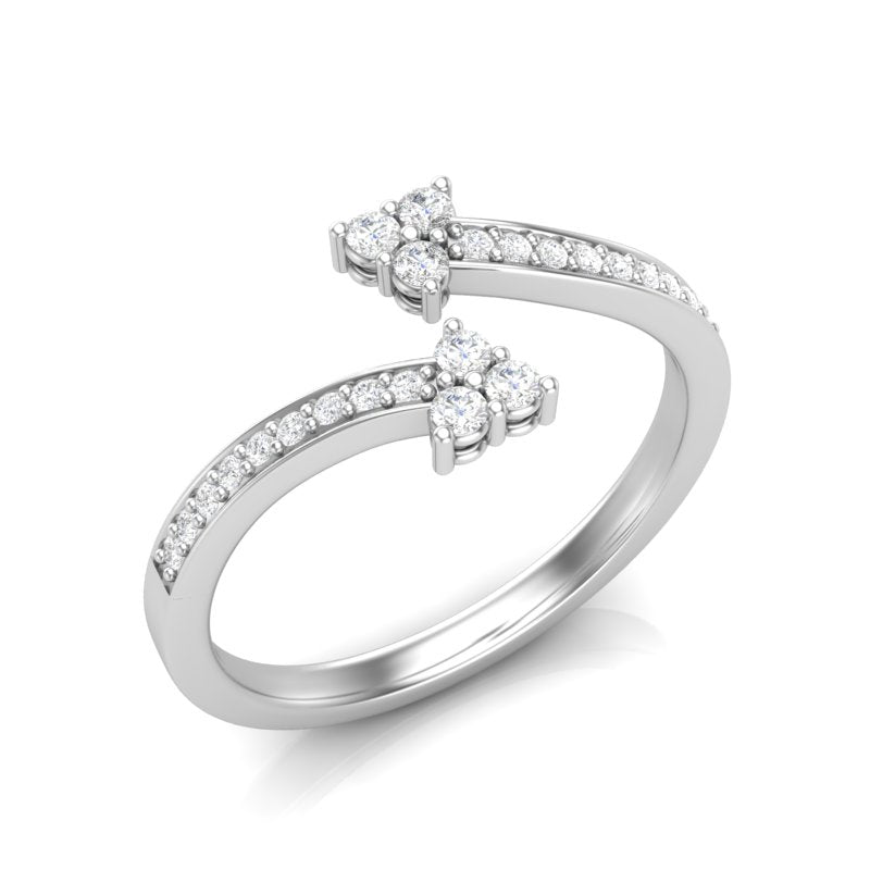 14k Gold Open Bypass Diamond Stackable Ring Wedding Band - Abtin & Company 
