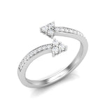 14k Gold Open Bypass Diamond Stackable Ring Wedding Band - Abtin & Company 