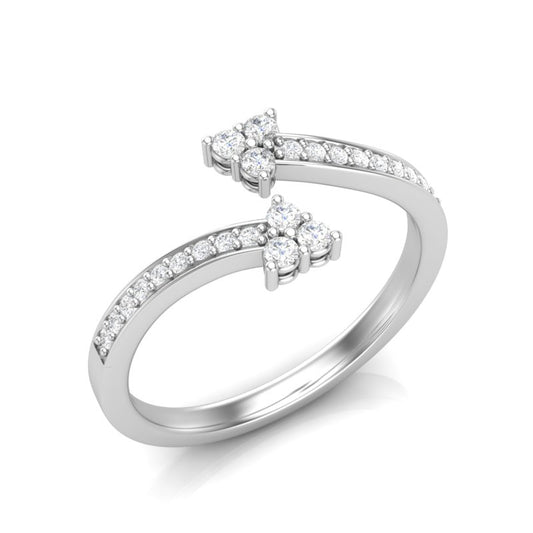 14k Gold Open Bypass Diamond Stackable Ring Wedding Band - Abtin & Company 