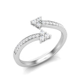 14k Gold Open Bypass Diamond Stackable Ring Wedding Band - Abtin & Company 