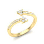 14k Gold Open Bypass Diamond Stackable Ring Wedding Band - Abtin & Company 