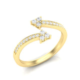 14k Gold Open Bypass Diamond Stackable Ring Wedding Band - Abtin & Company 