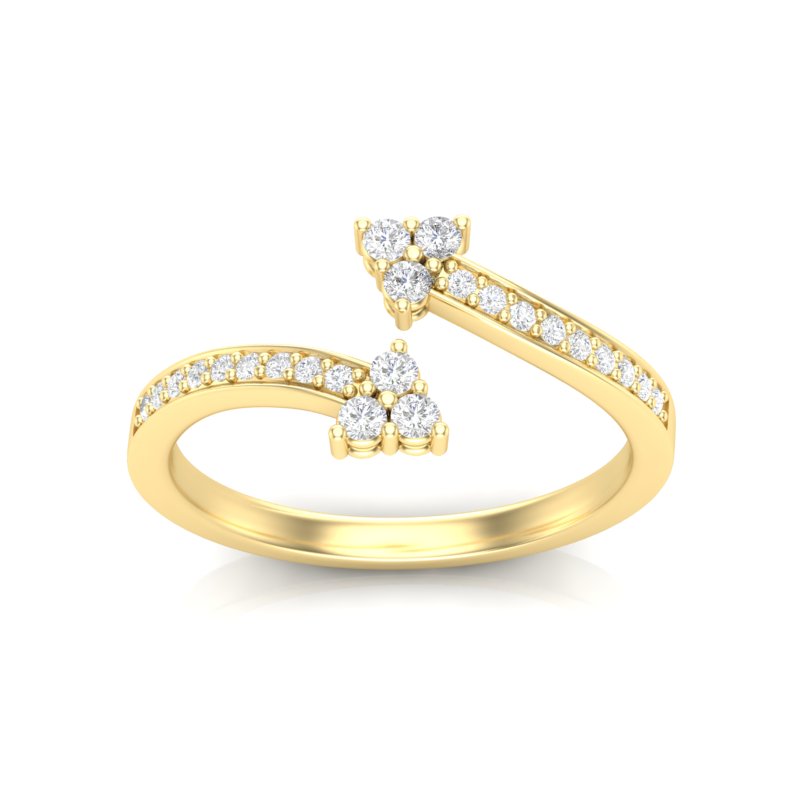 14k Gold Open Bypass Diamond Stackable Ring Wedding Band - Abtin & Company 