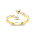 14k Gold Open Bypass Diamond Stackable Ring Wedding Band - Abtin & Company 