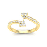14k Gold Open Bypass Diamond Stackable Ring Wedding Band - Abtin & Company 